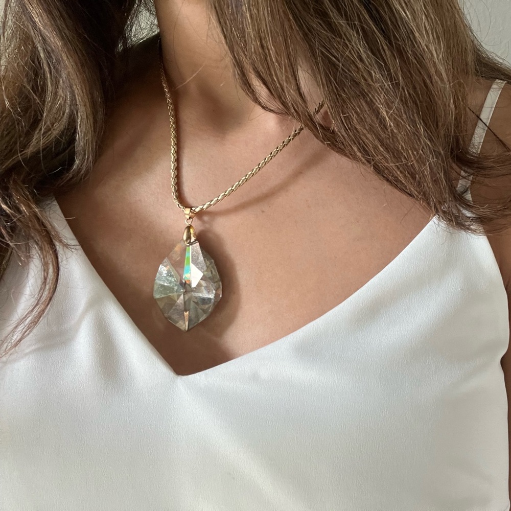 Antique Champagne Faux Crystal Necklace